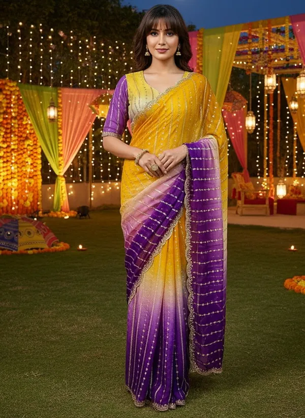 Yellow_Purple_Satin_Chiffon_Ombre_Embroidered_Saree_For_Women_|_With_Blouse_Piece