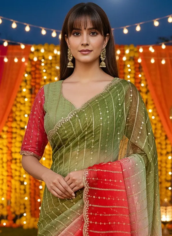 Green_Red_Satin_Chiffon_Ombre_Embroidered_Saree_For_Women_|_With_Blouse_Piece