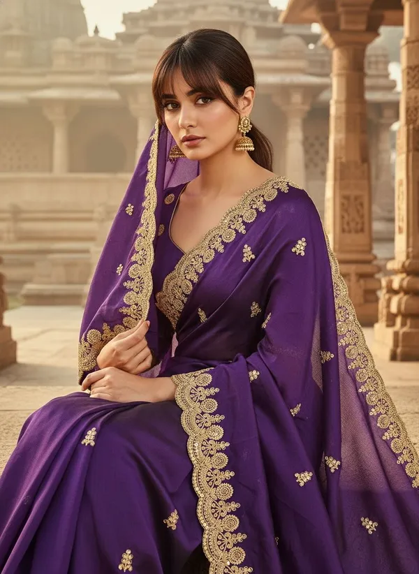 Purple_Georgette_Silk_Blend_Zari_Embroidered_Bollywood_Saree_For_Women_|_With_Blouse_Piece