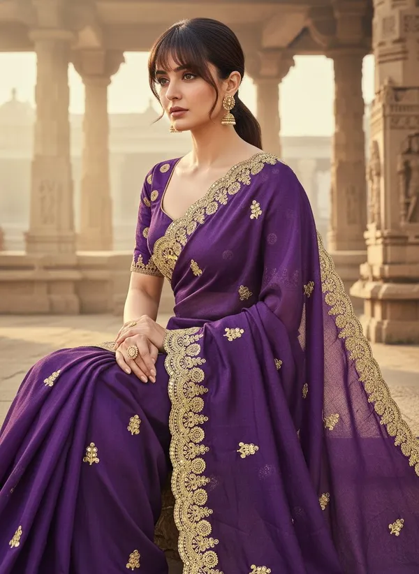 Purple_Georgette_Silk_Blend_Zari_Embroidered_Bollywood_Saree_For_Women_|_With_Blouse_Piece