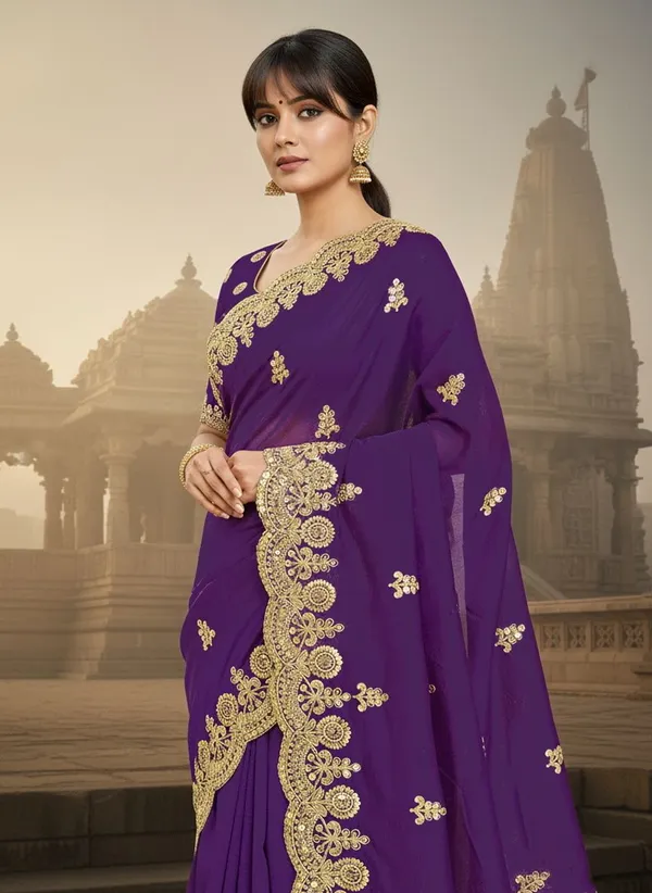 Purple_Georgette_Silk_Blend_Zari_Embroidered_Bollywood_Saree_For_Women_|_With_Blouse_Piece