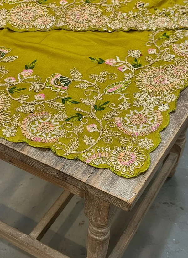 Lime_Green_Georgette_Silk_Blend_Zari_Embroidered_Saree_For_Women_|_With_Blouse_Piece