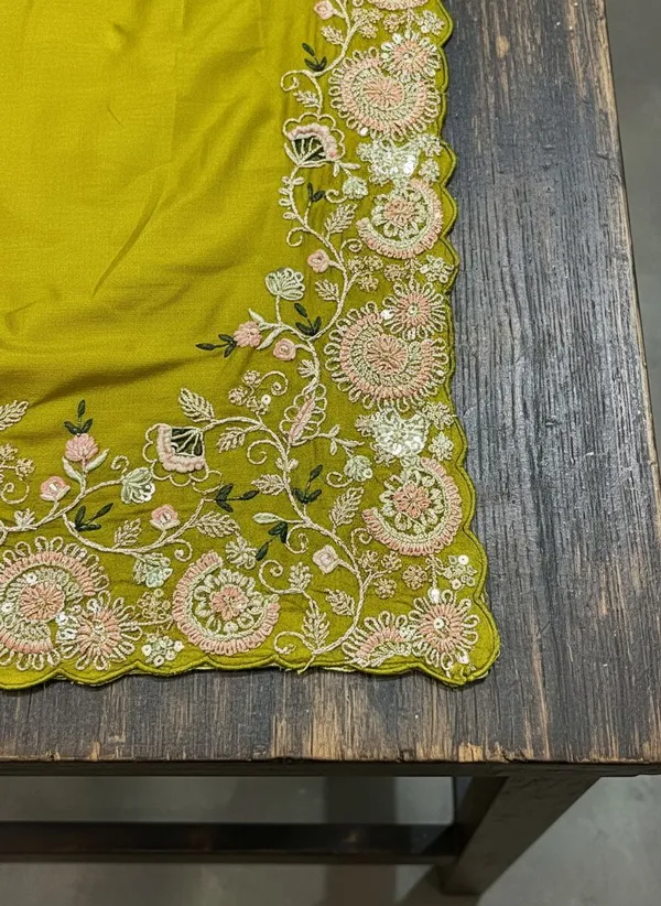 Lime_Green_Georgette_Silk_Blend_Zari_Embroidered_Saree_For_Women_|_With_Blouse_Piece