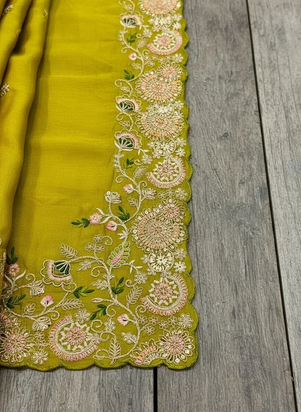 Lime_Green_Georgette_Silk_Blend_Zari_Embroidered_Saree_For_Women_|_With_Blouse_Piece