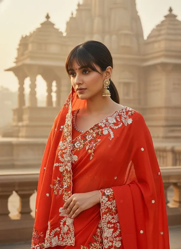 Orange_Georgette_Zari_Embroidered_Bollywood_Saree_For_Women_|_With_Blouse_Piece
