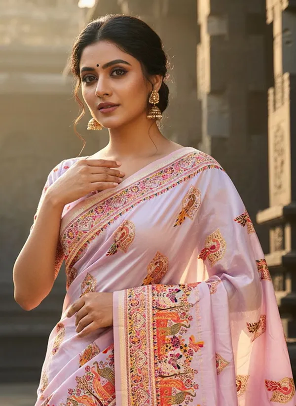 Purple_Semi_Pashmina_Jacquard_Woven_Banarasi_Saree_For_Women_|_With_Blouse_Piece