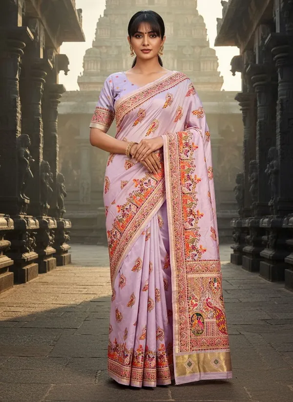 Purple_Semi_Pashmina_Jacquard_Woven_Banarasi_Saree_For_Women_|_With_Blouse_Piece