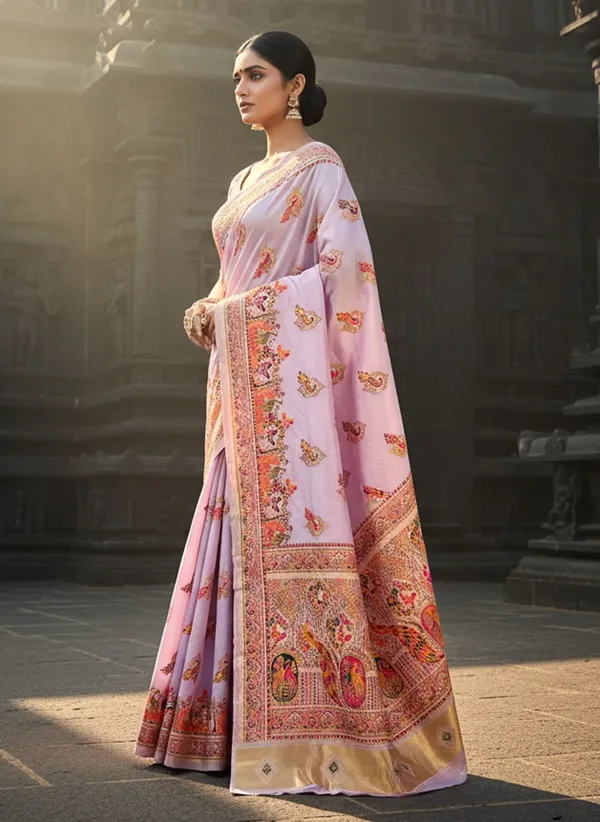 Purple_Semi_Pashmina_Jacquard_Woven_Banarasi_Saree_For_Women_|_With_Blouse_Piece
