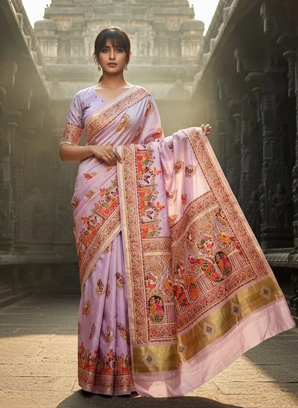 Purple_Semi_Pashmina_Jacquard_Woven_Banarasi_Saree_For_Women_|_With_Blouse_Piece