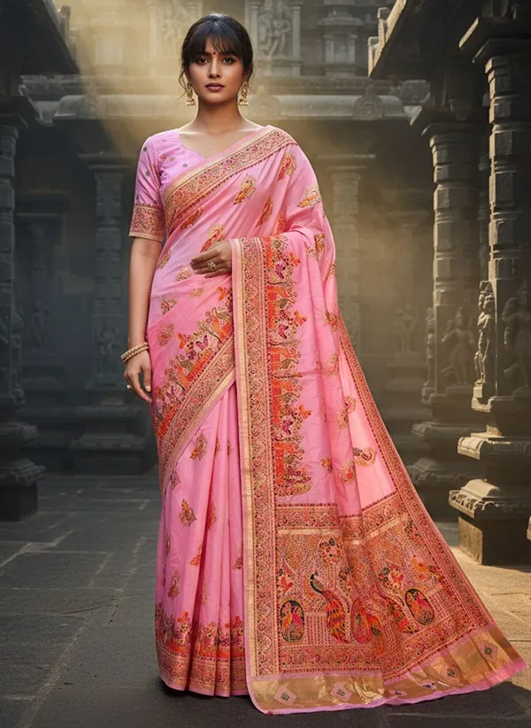 Pink_Semi_Pashmina_Jacquard_Woven_Saree_For_Women_|_With_Blouse_Piece