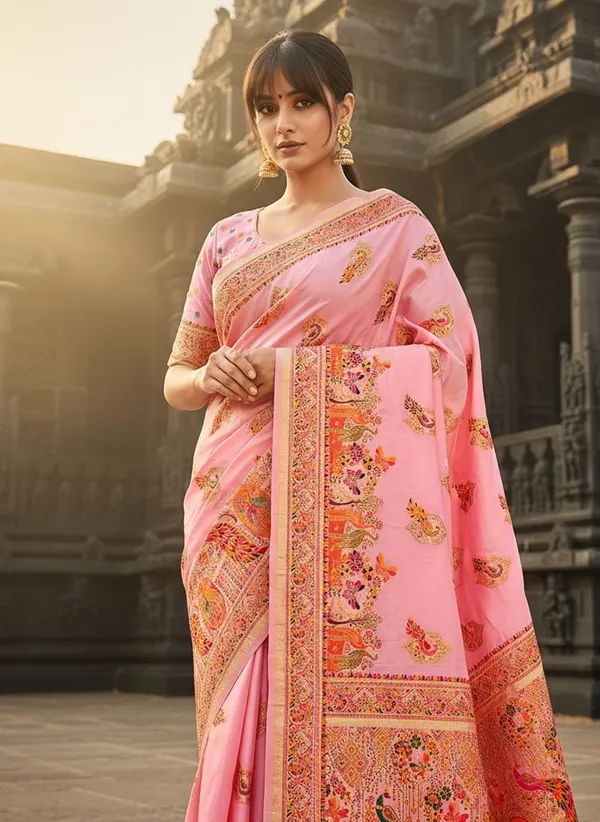 Pink_Semi_Pashmina_Jacquard_Woven_Saree_For_Women_|_With_Blouse_Piece