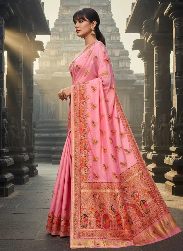 Pink_Semi_Pashmina_Jacquard_Woven_Saree_For_Women_|_With_Blouse_Piece