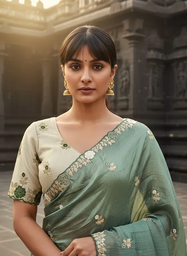 Sea_Green_Tissue_Silk_Zari_Sequence_Embroidered_Saree_For_Women_|_With_Blouse_Piece