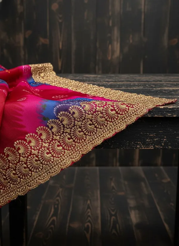 Magenta_Georgette_Printed_Bandhani_Zari_Border_Saree_For_Women_|_With_Blouse_Piece