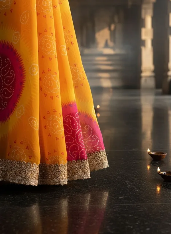 Yellow_Georgette_Bandhani_Printed_Zari_Border_Saree_For_Women_|_With_Blouse_Piece
