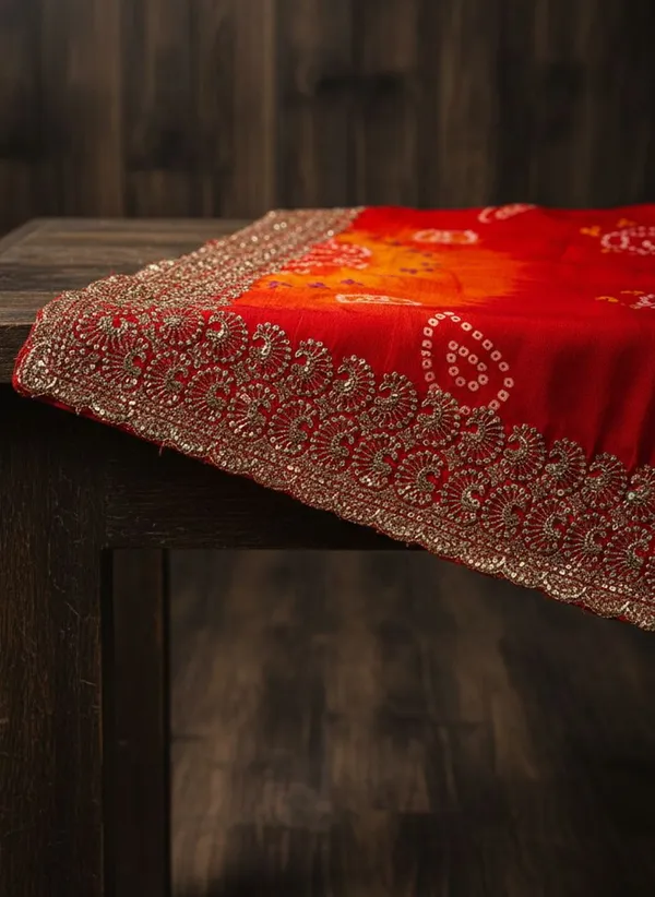 Orange_Georgette_Bandhani_Tie_Dye_Printed_Saree_For_Women_|_With_Blouse_Piece