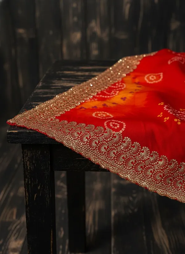 Orange_Georgette_Bandhani_Tie_Dye_Printed_Saree_For_Women_|_With_Blouse_Piece
