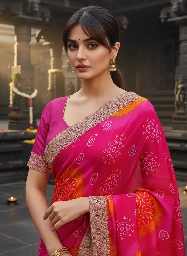 Pink_Georgette_Tie_Dye_Bandhani_Printed_Saree_For_Women_|_With_Blouse_Piece