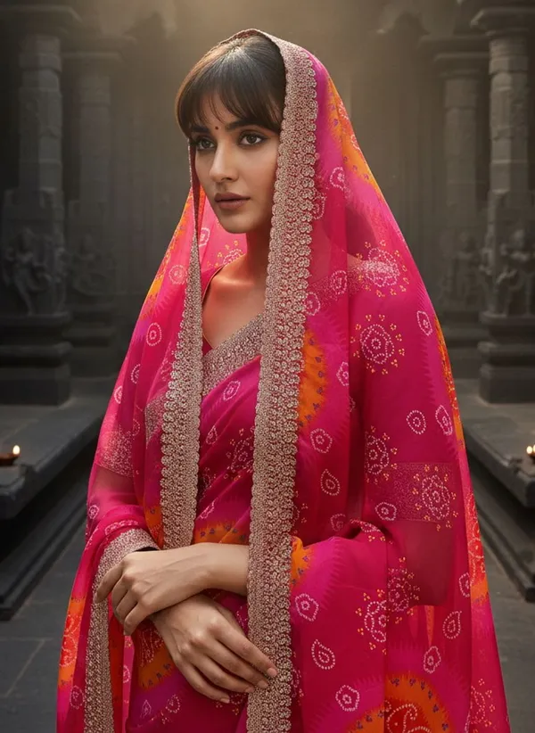 Pink_Georgette_Tie_Dye_Bandhani_Printed_Saree_For_Women_|_With_Blouse_Piece