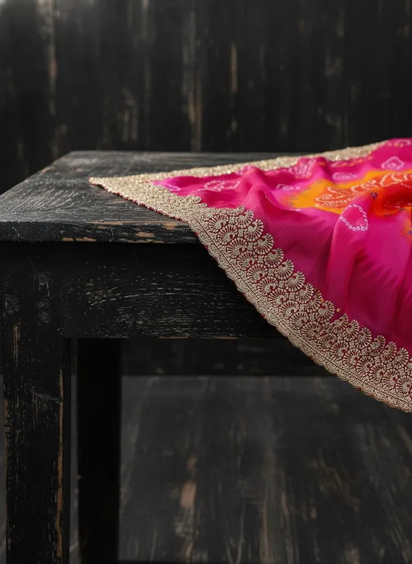 Pink_Georgette_Tie_Dye_Bandhani_Printed_Saree_For_Women_|_With_Blouse_Piece