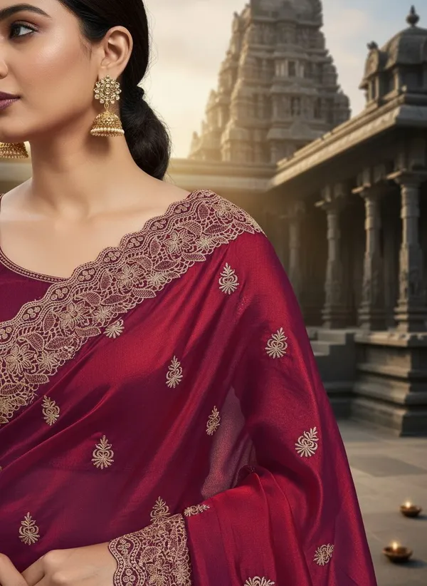 Maroon_Satin_Embroidered_Bollywood_Zari_Work_Saree_For_Women_|_With_Blouse_Piece
