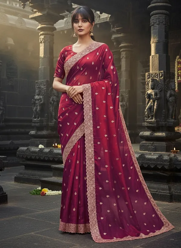 Maroon_Satin_Embroidered_Bollywood_Zari_Work_Saree_For_Women_|_With_Blouse_Piece