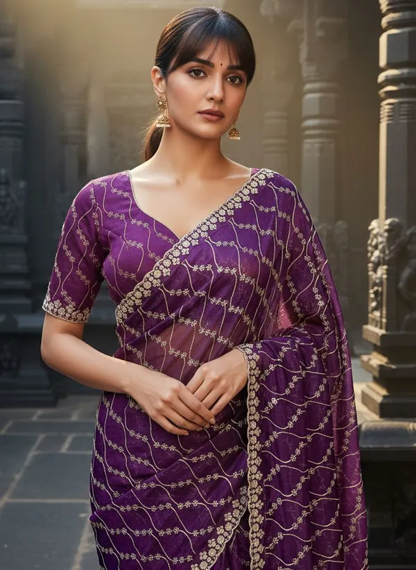 Purple_Satin_Tissue_Sequin_Embroidered_Saree_For_Women_|_With_Blouse_Piece