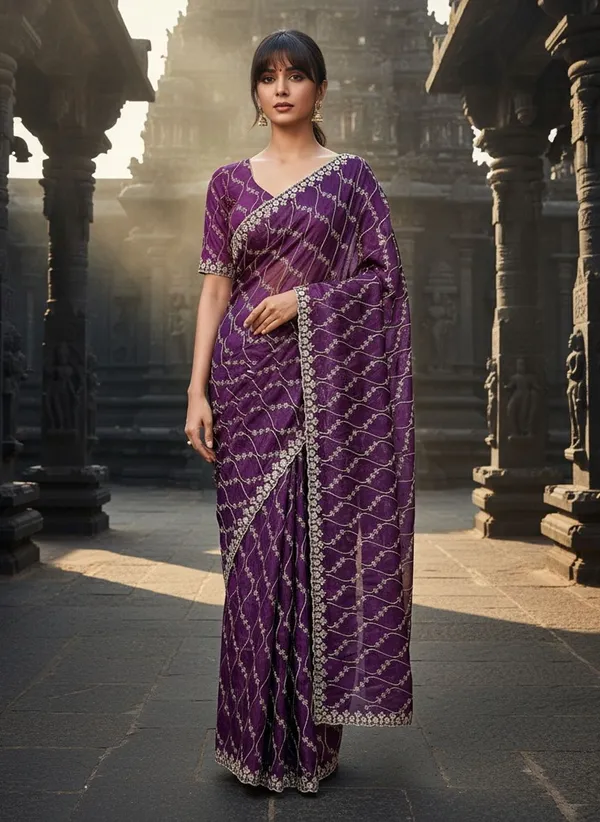 Purple_Satin_Tissue_Sequin_Embroidered_Saree_For_Women_|_With_Blouse_Piece