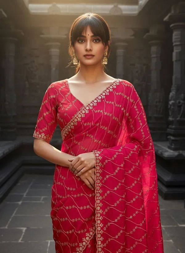 Pink_Satin_Zari_Sequin_Embroidered_Saree_For_Women_|_With_Blouse_Piece