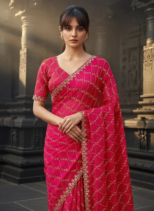 Pink_Satin_Zari_Sequin_Embroidered_Saree_For_Women_|_With_Blouse_Piece