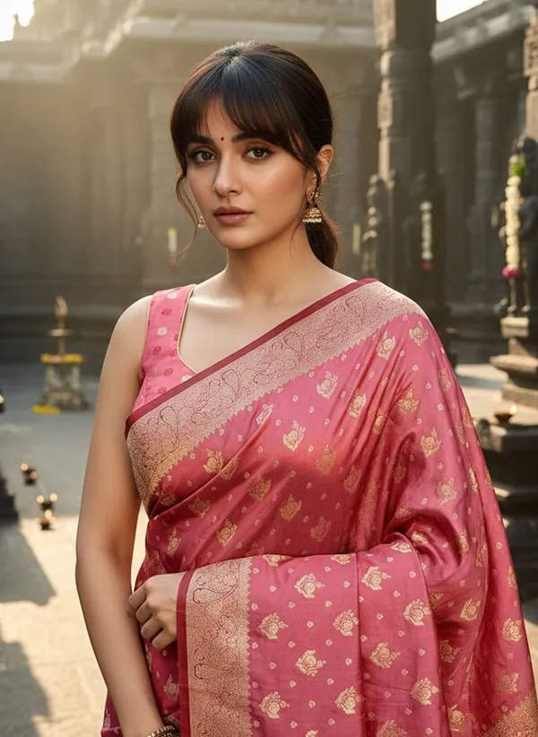 Pink_Satin_Woven_Banarasi_Jacquard_Shimmer_Saree_For_Women_|_With_Blouse_Piece