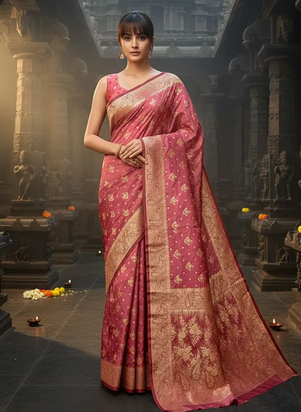Pink_Satin_Woven_Banarasi_Jacquard_Shimmer_Saree_For_Women_|_With_Blouse_Piece