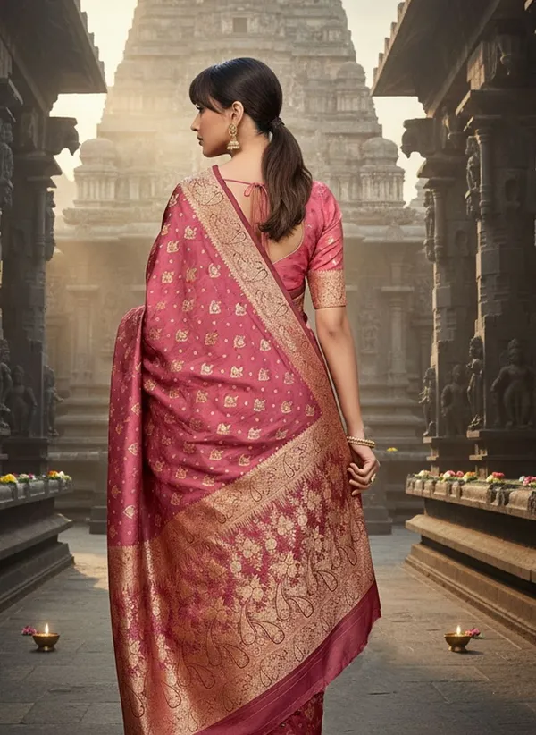 Pink_Satin_Woven_Banarasi_Jacquard_Shimmer_Saree_For_Women_|_With_Blouse_Piece