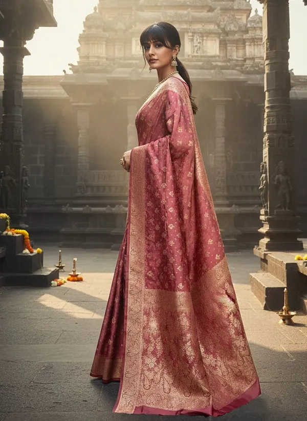 Pink_Satin_Woven_Banarasi_Jacquard_Shimmer_Saree_For_Women_|_With_Blouse_Piece
