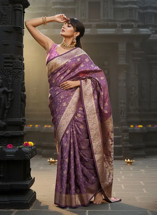Purple_Satin_Banarasi_Woven_Jacquard_Saree_For_Women_|_With_Blouse_Piece