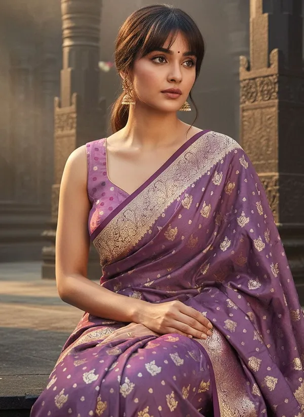 Purple_Satin_Banarasi_Woven_Jacquard_Saree_For_Women_|_With_Blouse_Piece