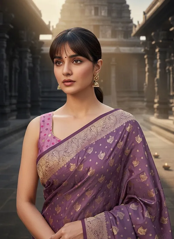 Purple_Satin_Banarasi_Woven_Jacquard_Saree_For_Women_|_With_Blouse_Piece