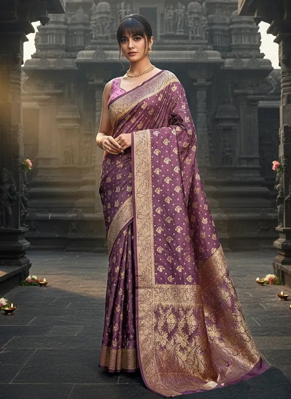 Purple_Satin_Banarasi_Woven_Jacquard_Saree_For_Women_|_With_Blouse_Piece