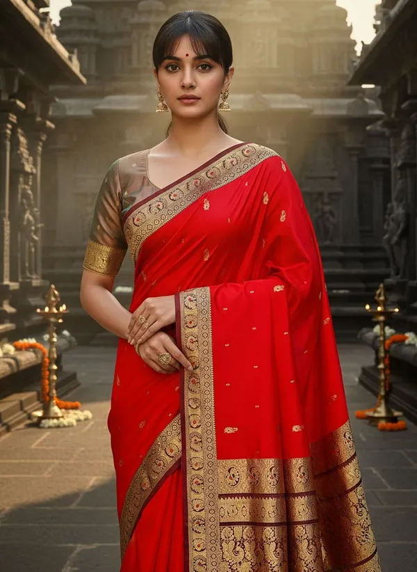 Red_Pure_Silk_Jacquard_Kanjivaram_Saree_For_Women_|_With_Blouse_Piece