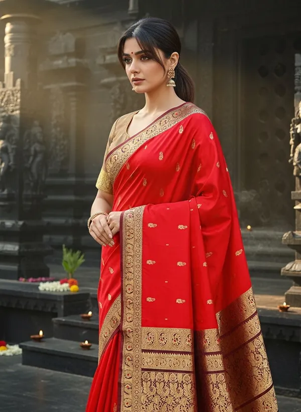 Red_Pure_Silk_Jacquard_Kanjivaram_Saree_For_Women_|_With_Blouse_Piece