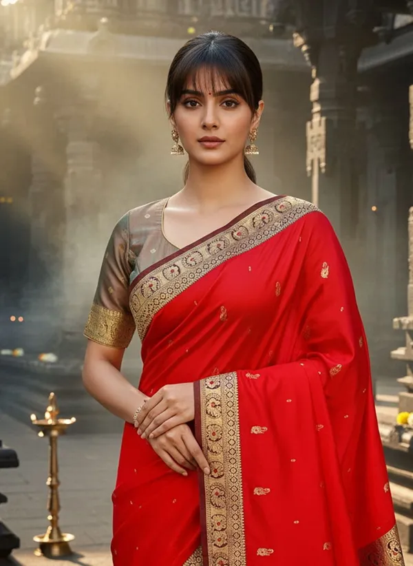 Red_Pure_Silk_Jacquard_Kanjivaram_Saree_For_Women_|_With_Blouse_Piece