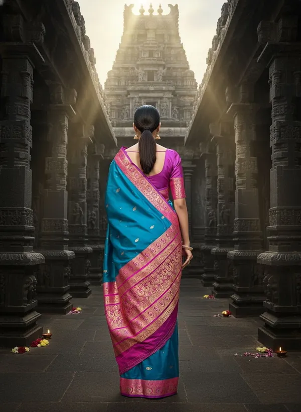 Blue_Kanjivaram_Pure_Silk_Jacquard_Gold_Zari_Peacock_Motif_Saree_For_Women_|_With_Blouse_Piece