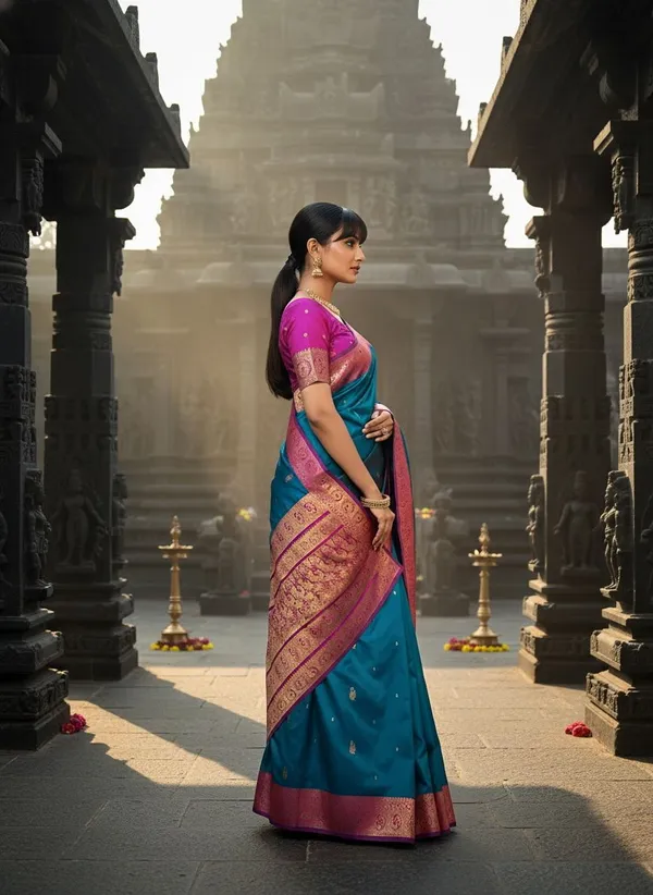 Blue_Kanjivaram_Pure_Silk_Jacquard_Gold_Zari_Peacock_Motif_Saree_For_Women_|_With_Blouse_Piece