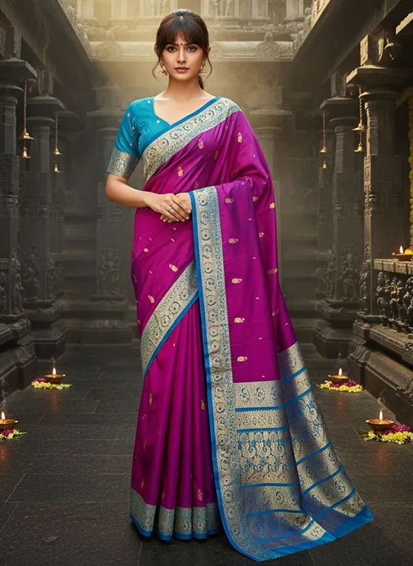 Purple_Pure_Silk_Kanjivaram_Zari_Woven_Jacquard_Saree_For_Women_|_With_Blouse_Piece