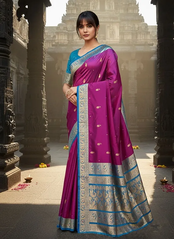 Purple_Pure_Silk_Kanjivaram_Zari_Woven_Jacquard_Saree_For_Women_|_With_Blouse_Piece