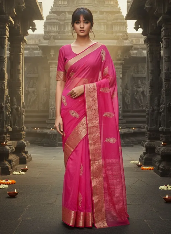 Pink_Organza_Banarasi_Jacquard_Embroidered_Saree_For_Women_|_With_Blouse_Piece
