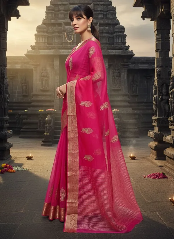 Pink_Organza_Banarasi_Jacquard_Embroidered_Saree_For_Women_|_With_Blouse_Piece