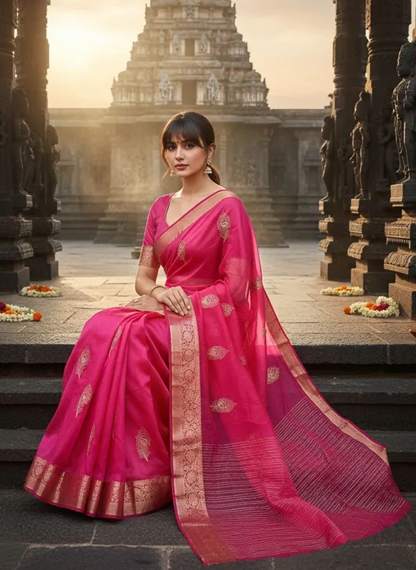 Pink_Organza_Banarasi_Jacquard_Embroidered_Saree_For_Women_|_With_Blouse_Piece
