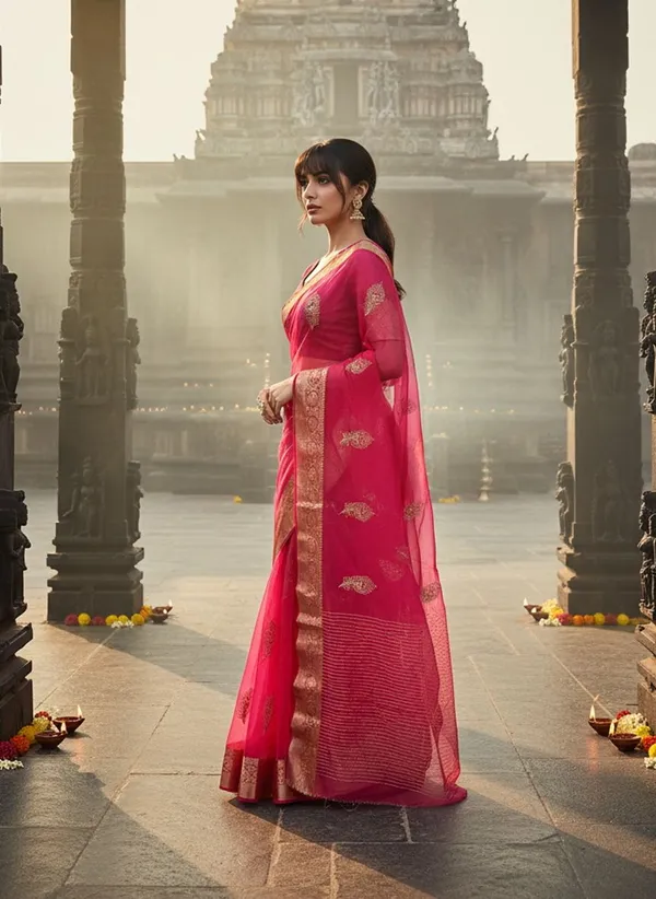Pink_Organza_Banarasi_Jacquard_Embroidered_Saree_For_Women_|_With_Blouse_Piece