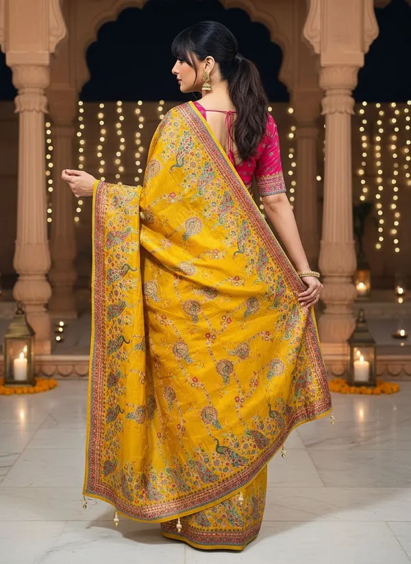 Yellow_Banarasi_Pure_Silk_Jacquard_Printed_Saree_For_Women_|_With_Blouse_Piece